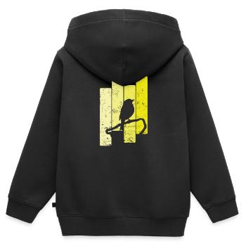 Kanarienvogel im Schatten - Kinder Premium Organic Zip Hoodie - Schwarz - Hinten - AI Model Kid Male (0cm)