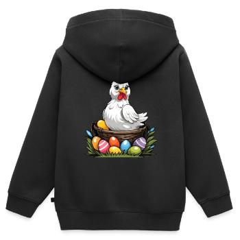 Buntes Huhn Süß Lustig Ostereier Nest - Kinder Premium Organic Zip Hoodie - Schwarz - Hinten - AI Model Kid Male (0cm)