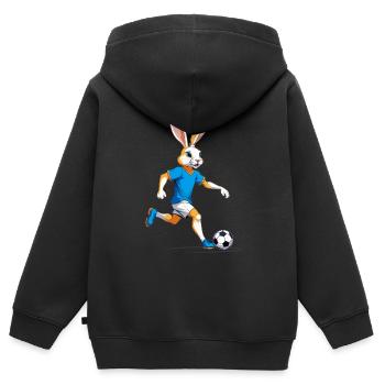 Osterhase Fußballspieler Ostern Fußball Design - Kinder Premium Organic Zip Hoodie - Schwarz - Hinten - AI Model Kid Male (0cm)