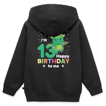 Drache zum 13. Geburtstag für Kinder dreizehn - Kinder Premium Organic Zip Hoodie - Schwarz - Hinten - AI Model Kid Male (0cm)