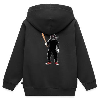 Baseballspieler Osterhase Ostern Baseball - Kinder Premium Organic Zip Hoodie - Schwarz - Hinten - AI Model Kid Male (0cm)