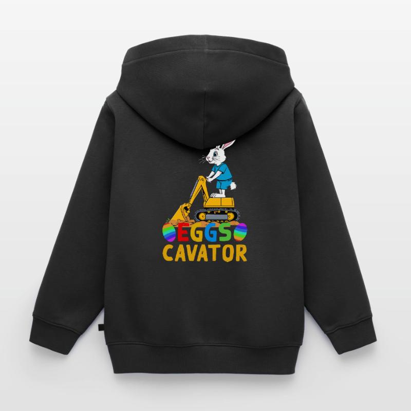 Funny Easter Saying Easter Bunny Excavator Driver Kids Premium Organic Zip-up Hoodie