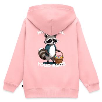 Lustiger Eier Dieb Waschbär Osterhasen Design - Kinder Premium Organic Zip Hoodie - Rosa - Hinten - AI Model Kid Female (0cm)