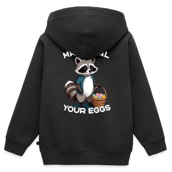 Lustiger Eier Dieb Waschbär Osterhasen Design - Kinder Premium Organic Zip Hoodie - Schwarz - Hinten - AI Model Kid Male (0cm)