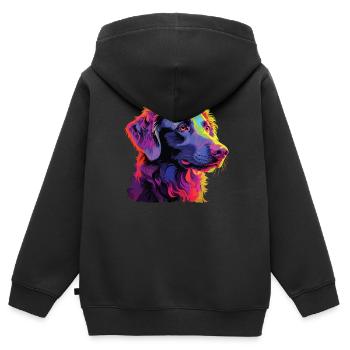 Watercolor Colorful Curly Coated Retriever - Kids Premium Organic Zip-up Hoodie - black - Back - AI Model Kid Male (0cm)