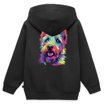 Aquarelle colorée irlandaise Glen d’Imaal - Sweat Premium à capuche zippé enfant bio - noir - Dos - AI Model Kid Male (0cm)