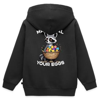 Lustiges Waschbär Ostereier Dieb Design - Kinder Premium Organic Zip Hoodie - Schwarz - Hinten - AI Model Kid Male (0cm)