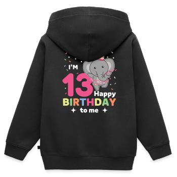 Elefant zum 13. Geburtstag für Kinder dreizehn - Kinder Premium Organic Zip Hoodie - Schwarz - Hinten - AI Model Kid Male (0cm)