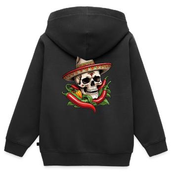 Esthétique Chili Skull Design Style mexicain - Sweat Premium à capuche zippé enfant bio - noir - Dos - AI Model Kid Male (0cm)