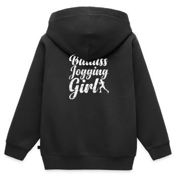 Badass Jogging Fille - Sweat Premium à capuche zippé enfant bio - noir - Dos - AI Model Kid Male (0cm)
