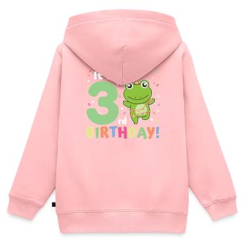 Frog for 3rd birthday children three years old - Kids Premium Organic Zip-up Hoodie - rose - Back - AI Model Kid Female (0cm)