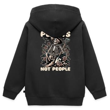 Pflanzenliebhaber Skelett Design Plants not people - Kinder Premium Organic Zip Hoodie - Schwarz - Hinten - AI Model Kid Male (0cm)