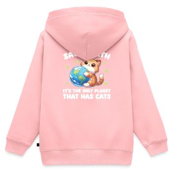C’est la seule planète avec des chats Jour de la Terre - Sweat Premium à capuche zippé enfant bio - rose - Dos - AI Model Kid Female (0cm)