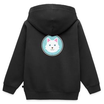 niedlicher Hund mit weißem Fell - Kinder Premium Organic Zip Hoodie - Schwarz - Hinten - AI Model Kid Male (0cm)