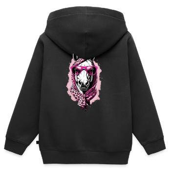 Mama Pferd Pferdeliebhaber Mutter Pferdemädchen - Kinder Premium Organic Zip Hoodie - Schwarz - Hinten - AI Model Kid Male (0cm)