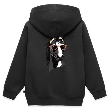 Mama Pferd Pferdeliebhaber Mutter Pferdemädchen - Kinder Premium Organic Zip Hoodie - Schwarz - Hinten - AI Model Kid Male (0cm)