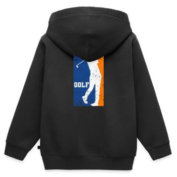Golf Abschlag Eisen Trendsport Abschlag Golfball - Kinder Premium Organic Zip Hoodie - Schwarz - Hinten - AI Model Kid Male (0cm)