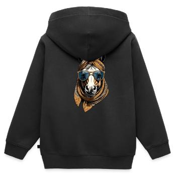 Mama Pferd Pferdeliebhaber Mutter Pferdemädchen - Kinder Premium Organic Zip Hoodie - Schwarz - Hinten - AI Model Kid Male (0cm)