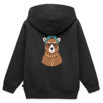 Drôle Capymama Capybara Maman - Sweat Premium à capuche zippé enfant bio - noir - Dos - AI Model Kid Male (0cm)