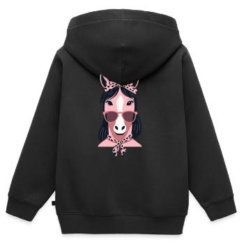 Mama Pferd Pferdeliebhaber Mutter Pferdemädchen - Kinder Premium Organic Zip Hoodie - Schwarz - Hinten - AI Model Kid Male (0cm)