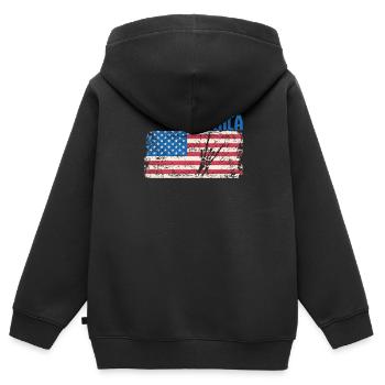 États-Unis Amérique Musique Rock - Sweat Premium à capuche zippé enfant bio - noir - Dos - AI Model Kid Male (0cm)
