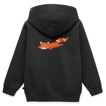 Panda roux ours chat bambou - Sweat Premium à capuche zippé enfant bio - noir - Dos - AI Model Kid Male (0cm)