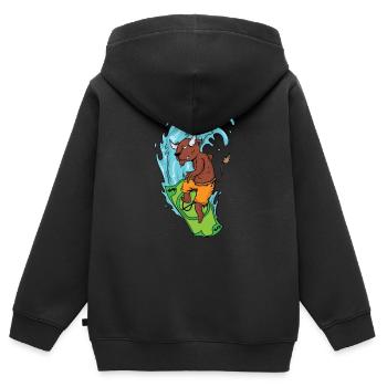 Bull surfing sur un billet d’un dollar - Sweat Premium à capuche zippé enfant bio - noir - Dos - AI Model Kid Male (0cm)