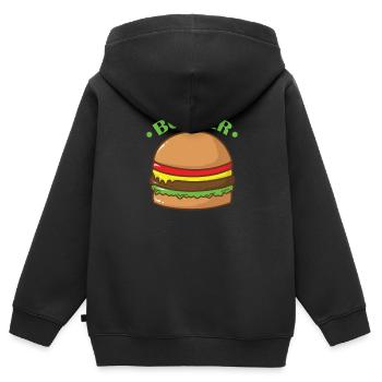 Burgers, restauration rapide, délicieux - Sweat Premium à capuche zippé enfant bio - noir - Dos - AI Model Kid Male (0cm)