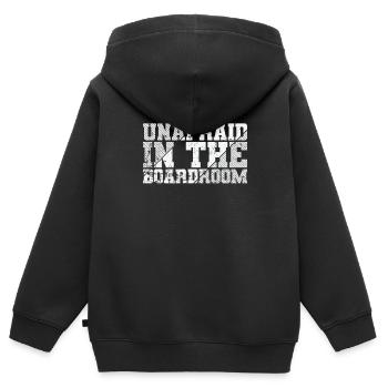 Sans peur dans la salle de conférence - Sweat Premium à capuche zippé enfant bio - noir - Dos - AI Model Kid Male (0cm)