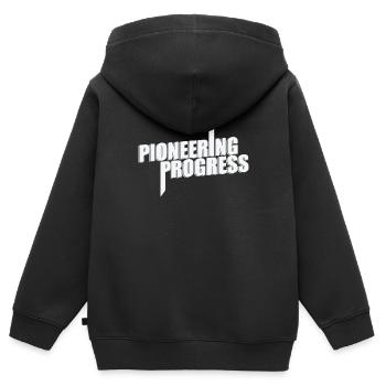 Progrès pionniers - Sweat Premium à capuche zippé enfant bio - noir - Dos - AI Model Kid Male (0cm)