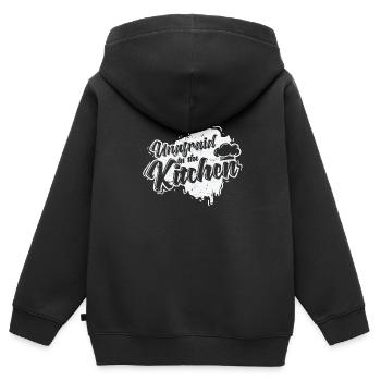 sans peur dans la cuisine - Sweat Premium à capuche zippé enfant bio - noir - Dos - AI Model Kid Male (0cm)