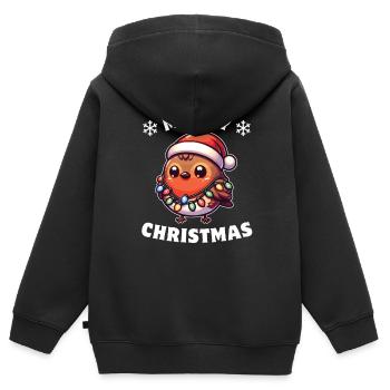 Guisse errante guirlande lumineuse de Noël - Sweat Premium à capuche zippé enfant bio - noir - Dos - AI Model Kid Male (0cm)