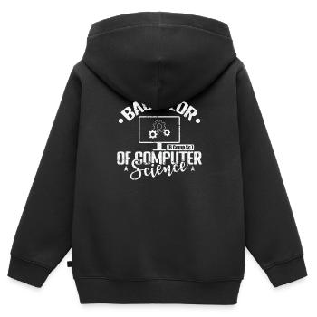 Bachelor of Computer Science (B.Comp.Sc.) - Kinder Premium Organic Zip Hoodie - Schwarz - Hinten - AI Model Kid Male (0cm)