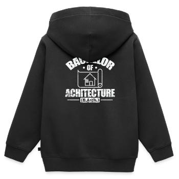 Baccalauréat en architecture et urbanisme - Sweat Premium à capuche zippé enfant bio - noir - Dos - AI Model Kid Male (0cm)