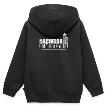 Licence d’architecture Baukunst - Sweat Premium à capuche zippé enfant bio - noir - Dos - AI Model Kid Male (0cm)