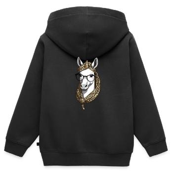 Maman Licorne Maman Drôle Maman Fête des Mères - Sweat Premium à capuche zippé enfant bio - noir - Dos - AI Model Kid Male (0cm)