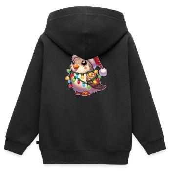 Weihnachten Lichterkette Turteltaube - Kinder Premium Organic Zip Hoodie - Schwarz - Hinten - AI Model Kid Male (0cm)