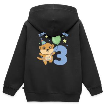 Ich bin schon 3 Erdmännchen Geburtstags Kinder - Kinder Premium Organic Zip Hoodie - Schwarz - Hinten - AI Model Kid Male (0cm)