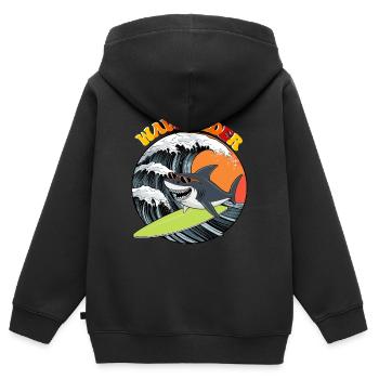 wave riderr - Sweat Premium à capuche zippé enfant bio - noir - Dos - AI Model Kid Male (0cm)