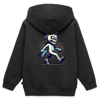 Zombie Einhorn Undead Mystical Creature - Kinder Premium Organic Zip Hoodie - Schwarz - Hinten - AI Model Kid Male (0cm)