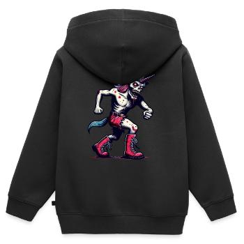 Zombie Einhorn Undead Mystical Creature - Kinder Premium Organic Zip Hoodie - Schwarz - Hinten - AI Model Kid Male (0cm)