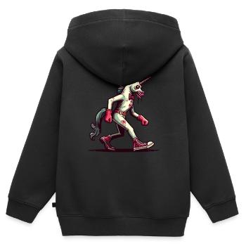 Zombie Einhorn Undead Mystical Creature - Kinder Premium Organic Zip Hoodie - Schwarz - Hinten - AI Model Kid Male (0cm)