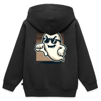 Un fantôme cool donne des pouces vers le bas drôle Halloween - Sweat Premium à capuche zippé enfant bio - noir - Dos - AI Model Kid Male (0cm)
