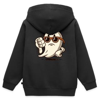 Un fantôme cool donne des pouces vers le bas Une saison effrayante - Sweat Premium à capuche zippé enfant bio - noir - Dos - AI Model Kid Male (0cm)