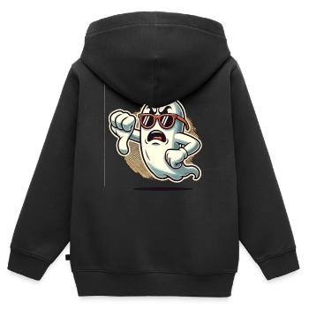 Cool Ghost donne des pouces vers le bas Fantôme d’Halloween - Sweat Premium à capuche zippé enfant bio - noir - Dos - AI Model Kid Male (0cm)