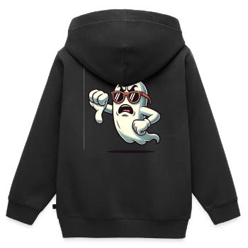Un fantôme cool donne des pouces vers le bas drôle Halloween - Sweat Premium à capuche zippé enfant bio - noir - Dos - AI Model Kid Male (0cm)