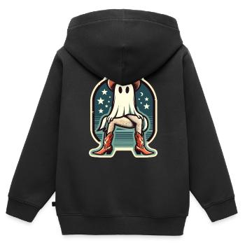Lustige Kuhmädchen Geist Cowboystiefel Hut - Kinder Premium Organic Zip Hoodie - Schwarz - Hinten - AI Model Kid Male (0cm)