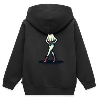 Drôle Halloween Fille Fantôme Bottes Chapeau De Cowboy - Sweat Premium à capuche zippé enfant bio - noir - Dos - AI Model Kid Male (0cm)