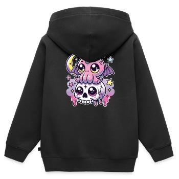 Kawaii Gothic Cthulhu Pastellfarben Gothic Goth - Kinder Premium Organic Zip Hoodie - Schwarz - Hinten - AI Model Kid Male (0cm)