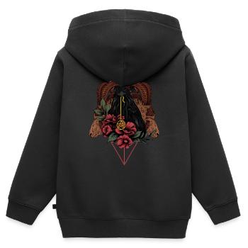 Rabe Krähe des Todes - Kinder Premium Organic Zip Hoodie - Schwarz - Hinten - AI Model Kid Male (0cm)